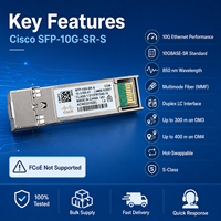 Untuk Modul Cisco 10G SFP+ SR S-Class SFP-10G-SR-S 10.3Gbps Transceiver Serat Multi-mode Ethernet Hanya Hemat Biaya