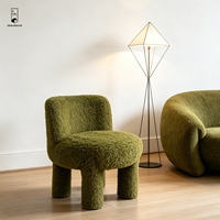 Fauteuil d'appoint Boucle - Canapé simple 4 pieds en polaire Teddy - Fauteuil moelleux en fausse fourrure bouclée pour salon et chambre modernes