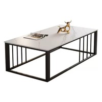 Table basse rectangulaire moderne et durable en marbre, pour salon, petit appartement, avec structure en métal