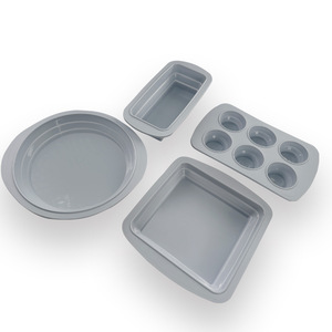<b>Silicone</b> Baking Mold Set Round Rectangular Foldable Oven Safe Dishwasher Safe Four Piece Gray Black Baking <b>Tools</b> - Product Image 2