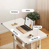 Bureau d'ordinateur portable mobile à hauteur réglable manuellement en gros avec roulettes, table d'ordinateur mobile pour le bureau à domicile