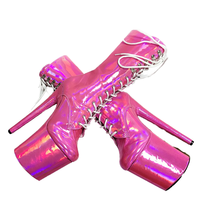 Talons Botine Femme 20CM Sexy Roman Peep Toe Pole Dance Chaussures Femmes Bottes Talons Minces Anti-Glissant Printemps Été Hiver