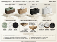 Meuble de salle de bain haut de gamme en bois massif avec double vasque, 9 tiroirs, finition noyer, dessus en marbre