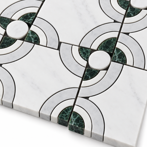 Mosaïque de carreaux en marbre blanc et vert, carrée, émaillée, résistante à l'eau, écologique, design moderne pour salle de bain, hôtel, chambre à coucher, décoration murale intérieure - Product Image 3