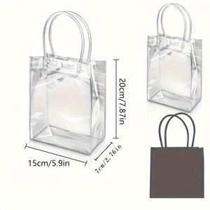 أكياس تسوق بلاستيكية شفافة سميكة من بولي كلوريد الفينيل بمقبض 360 ميكرون لليد وحقائب هدايا بلاستيكية شفافة مع مقابض - Product Image 3