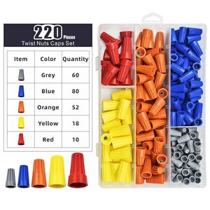 Ensemble de capuchons pour connecteurs torsadés, 220 pièces, protecteurs d'extrémité de fil colorés pour connexions électriques, matériau PVC basse tension - Product Image 1