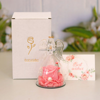 Vraie rose pour toujours fleur en gros roses et plantes naturelles boîte à dôme en verre boîte à roses éternelles préservées pour la Saint-Valentin