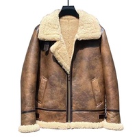 Blouson d'Aviateur Vintage B3 en Cuir avec Fourrure de Mouton Shearling pour Hommes