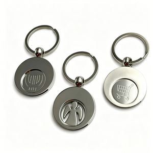 Custom Design Metal Keyring Supermarket Metal Printing Shopping Cart Chip Trolley Token Coin Keychain Key Ring - Product Image 4
