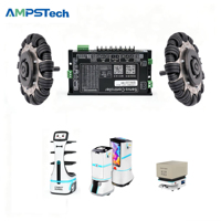 Kit moteur moyeu servo haute vitesse AMPSTech Omni Wheel 48VDC 300RPM, vitesse de ligne 3,3 m/s, couple 7 Nm pour robot mobile autonome