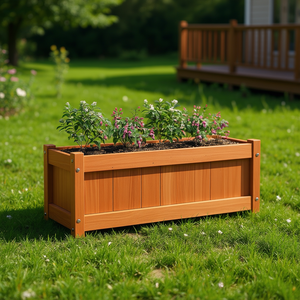 Jardinera de Madera de Pino Sólido, 35.4 x 12.2 x 12.2 Pulgadas, Rectangular, para Exteriores, Estilo Rústico - Product Image 2