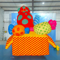 Boîte cadeau géante gonflable de Noël en forme de bonbon avec sucette, en tissu Oxford, certifiée CE, résistante au soleil, pour décoration extérieure de centre commercial à Noël