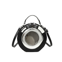 Bolso Bandolera Mini Circular Rosa con Ventana Transparente para Colección de Pins - Estilo Ita Bag