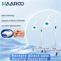 HAAROO MBY-10 Lampe blanchissante dentaire sur pied avec roulettes, base croisée, source de lumière froide, 52 perles, spectre simple ou triple
