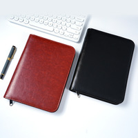 Carnet de notes/organisateur à anneaux en cuir PU bleu marine, format A4/A5/A6, avec logo personnalisé, couverture rigide, rechargeable, fermeture éclair