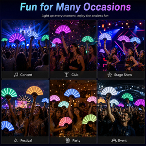 Abanico Plegable de Bambú con Luces LED Personalizadas, Abanico Luminoso para Discotecas, Fiestas, Conciertos, Festivales, Eventos, Regalo Promocional - Product Image 2