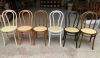 Chaises de salle à manger Thonet en bois courbé, style américain, bois massif vieilli, dossier rond, chaise de restaurant en osier