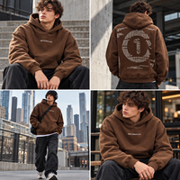 Sweat à capuche marron personnalisé avec logo pour hommes et femmes, coupe oversize, en molleton de coton, style streetwear, OEM, faible MOQ, marque privée, motif graphique