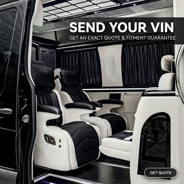 Dingkong Sprinter Van Black White Two-Tone Luxury Interior Captain Seat Ambient Light VIP | OEM Custom Manufacturer