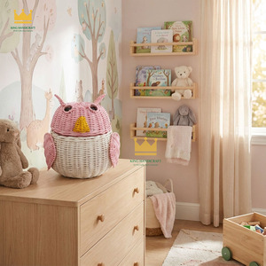Handmade Rattan Cute Owl Shaped <b>Basket</b> Eco-Friendly Wicker <b>Storage</b> Organizer for Kids Room Decor <b>Toy</b> <b>Storage</b> - Product Image 2