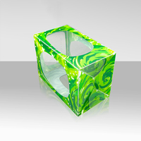 Boîte de protection transparente en PET personnalisée OEM avec motif tourbillon vert, grandes fenêtres, étui de rangement empilable pour figurines d'action