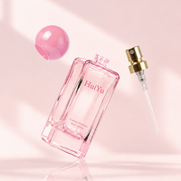 Guangzhou Huiyu - Flacons de parfum carrés en verre rose de 50 ml (1,69 oz) - Logo personnalisé - Flacon vide pour eau de parfum avec emballage et design de boîte