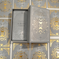 Jeu de cartes Oracle des phases lunaires avec guide, détails en feuille d'or pour la définition des intentions de rituels matinaux et la pratique de coaching