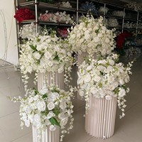 Premium Witte Lelie Van De Vallei Gemengde Roze Zijde Bloemenbal Kunstmatig 50Cm Middelpunt Voor Bruiloft Evenement Bankettafel Decor