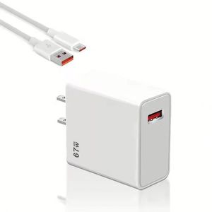 High Quality Fast Charger 67W Quick <b>Charge</b> <b>Type</b> <b>C</b> <b>Cable</b> USB Wall Charger 6A Data <b>Cable</b> for Mobile Phones - Product Image 2