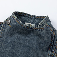 Veste en jean surdimensionnée pour homme usée, deux tons, veste en jean hip-hop usée, design personnalisé de luxe, coton de rue pour homme