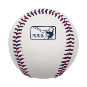 Housse en cuir de vachette pour balle de baseball, motif de coutures alternées rouge et bleu, 85% laine, logo imprimé numériquement - Product Image 5