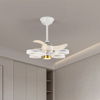 Style nordique LED veilleuse ventilateur de plafond silencieux moderne onduleur lustre intelligent pour salon salle à manger chambre
