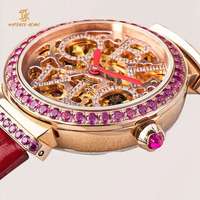 Concevez votre propre montre de luxe gravable Moissanite pour femmes diamant automatique squelette dame fabrication de montres mécaniques
