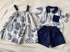 Completo Set Estivo 2026 Personalizzato per Bambini e Bambine, Abiti Casual con Stampa Frutta per Fratello e Sorella, Coordinati in Cotone Misto per Neonati - Product Image 3