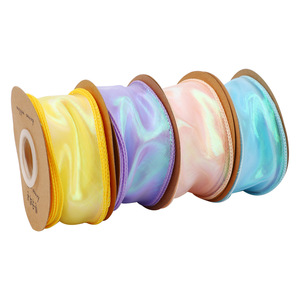 Nine-Colored Ribbon Iridescent Fishtail Yarn 6cm Aurora Overlocked Wavy Ribbon For Handmade Hair Accessory Bow DIY - Product Image 5