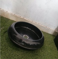 Wastafel Dapur Bulat Marmer Fosil Hitam Custom Pabrik, Wastafel Kamar Mandi Kecil, Wastafel Vanity untuk Meja Dapur Rumah Modern dan Hotel