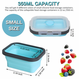 Rectangle 4 ensembles de boîtes à <span class=keywords><strong>lunch</strong></span> en silicone durables pour enfants boîte à <span class=keywords><strong>lunch</strong></span> étanche conteneur alimentaire pliable <span class=keywords><strong>grande</strong></span> boîte à <span class=keywords><strong>lunch</strong></span> pour les enfants - Product Image 4