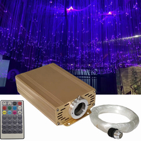 Lumière de décoration de mariage 16W, moteur à boîtier doré RGB avec 3m 600 fibres optiques étincelantes de 0,75mm, télécommande, 110V 220V
