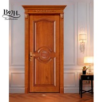 Porte de chambre pivotante moderne en teck massif, imperméable, ignifuge, insonorisée, avec panneau rond sculpté floral pour la maison