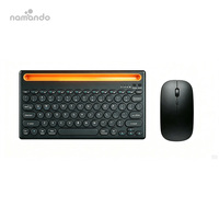 Kit Keyboard dan Mouse Nirkabel Mode Ganda Tipe C Dapat Diisi Ulang dengan Slot Penyangga Terintegrasi untuk Smartphone Tablet PC Rumah Kantor