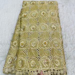 2025 vente chaude coton africain Voile dentelle avec cristal broderie exclusive <span class=keywords><strong>suisse</strong></span> dentelle motif bordure grandes pierres pour les femmes robe - Product Image 4