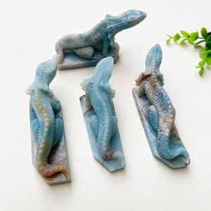 Pierre semi-précieuse personnalisée artisanat cristal Cabrite sculpture Amazonite Quartz lézard pour la décoration - Product Image 4