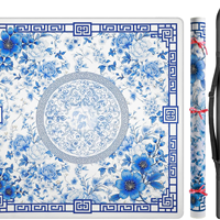 Tapis de Mahjong professionnel américain de luxe contemporain, 33 pouces carré, antidérapant, en caoutchouc, avec règles imprimées, jeu silencieux