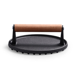 Prensa <span class=keywords><strong>para</strong></span> carne de barbacoa de 17 cm con logotipo personalizado disponible, prensa <span class=keywords><strong>para</strong></span> <span class=keywords><strong>hamburguesas</strong></span> de hierro fundido con mango de madera - Product Image 4