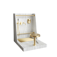 Station d'ablution Wudu en surface solide pour mosquée, lavabo multi-utilisateurs pour le lavage des pieds, facile à nettoyer, design moderne