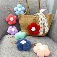 Porte-clés créatif en peluche douce et écologique en forme de fleur, joli petit pendentif de sac, accessoires pour téléphone portable, cadeau pour voiture