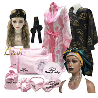 Ensemble de tresses pour femmes et cheveux longs vierges grand bonnets de drapeau de sommeil de nuit avec bandes élastiques