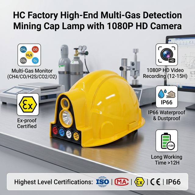 Smart Safety Helmet with 5-in-1 Gas Detector & HD Camera, 4G WiFi Hard Hat for Confined Space Work