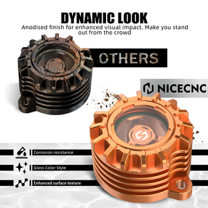 NICECNC Coperchio Trasparente Sinistro per Filtro Olio Motore per <span class=keywords><strong>KTM</strong></span> <span class=keywords><strong>690</strong></span> <span class=keywords><strong>Enduro</strong></span> <span class=keywords><strong>2008</strong></span>-2009, <span class=keywords><strong>690</strong></span> SMC R 2012-2022 2023 2024, Supermoto R <span class=keywords><strong>2008</strong></span> - Product Image 3