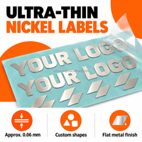 Autocollants de transfert de logo en nickel électro-plaqué ultra fins personnalisés, étiquettes métalliques autocollantes pour coques de téléphone portable